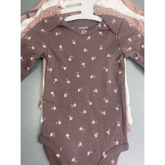 CARTER'S BABY GIRL 4-PACK HORSE & FLOWERS 100% COTTON BODYSUITS SIZE 6 MONTHS - Picture 4 of 9